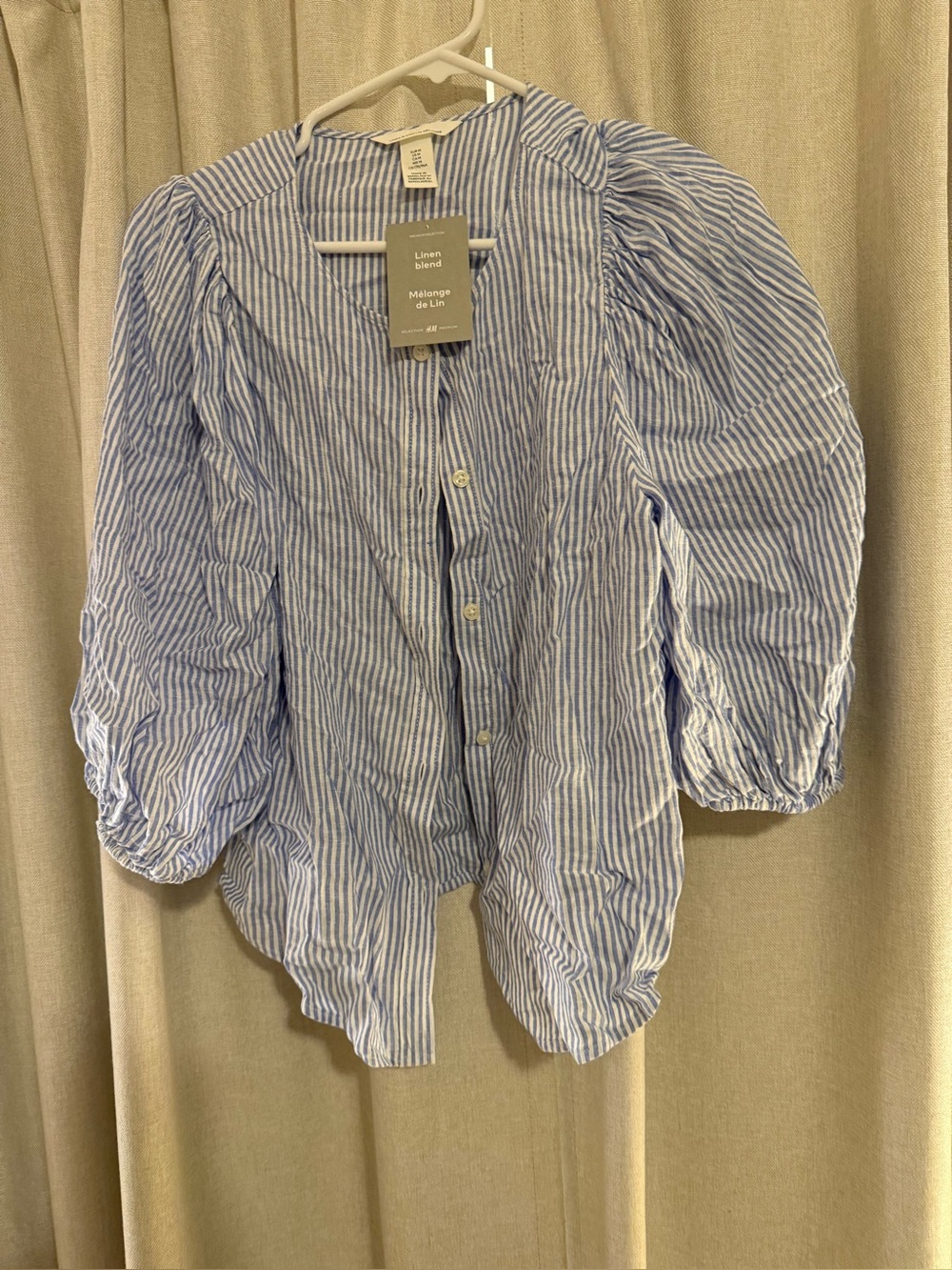 New H&M Linen Blend Striped Top M